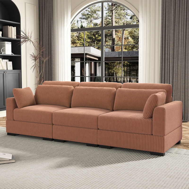 Burnt Orange Corduroy Sofa