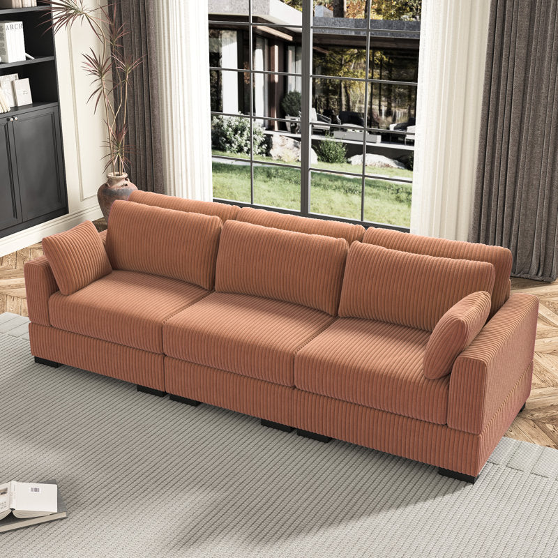 Burnt Orange Corduroy Sofa