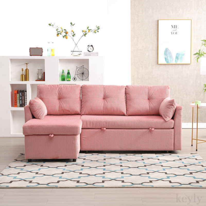 Pink Corduroy Sofa & Chaise