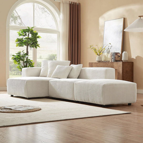 Japandi Corduroy Sectional Sofa