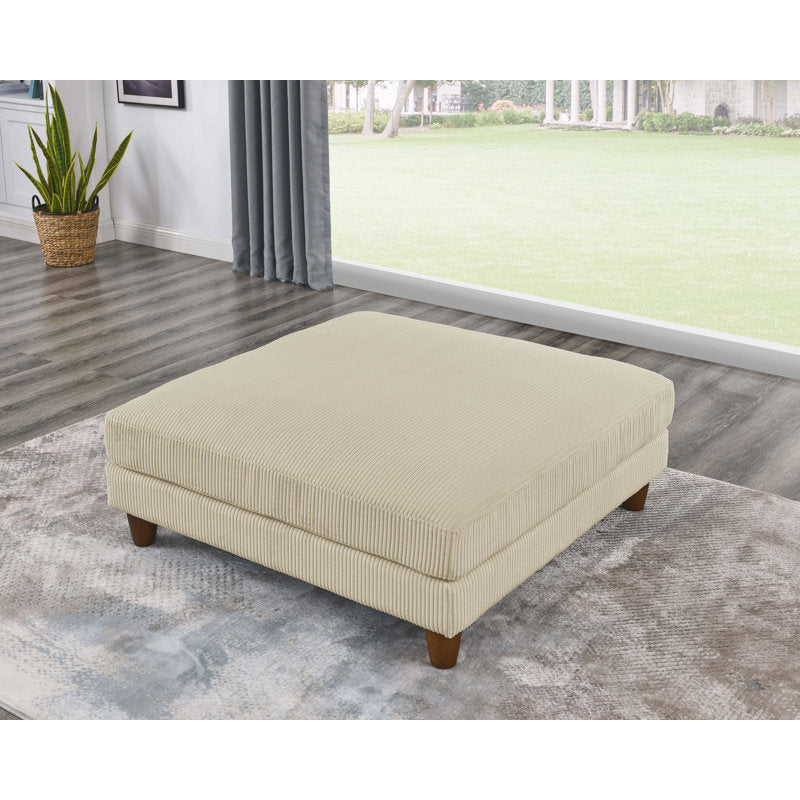 Wide Beige Corduroy Ottoman