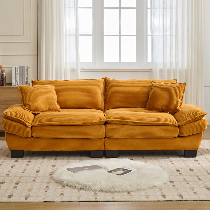 Yellow Corduroy Loveseat